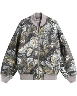 A Bathing Ape Tree Edge Camo Bomber Jacket - Grey