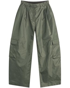 Stel Tapered Nylon Barrel Leg Trousers - Green