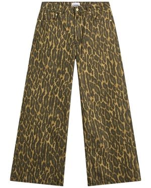 Ganni Print Denim Baggy Jeans - Green