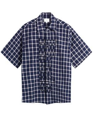 Rhude Centre Logo Button Up Shirt - Blue
