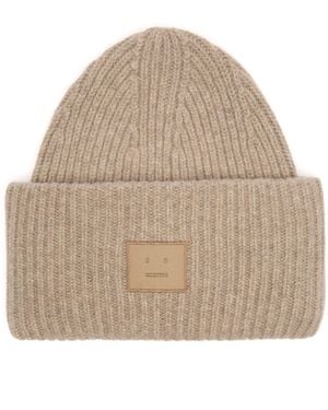 Acne Studios Pansy Face Yak Beanie Hat - Natural