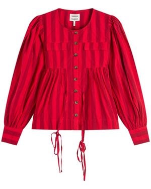 Damson Madder Charlize Stripe Blouse - Red
