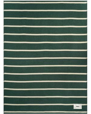 Tekla Striped Lambswool Blanket - Green