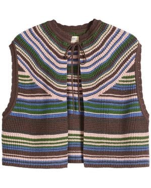 Beams Boy Multi Stripe Knit Vest - Gray