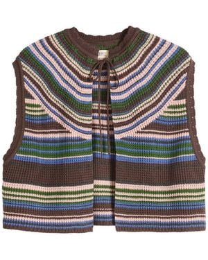 Beams Boy Multi Stripe Knit Vest - Grey