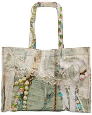 Acne Studios Logo Shopper Print Goth Cute Tote - Metallic