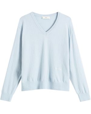 DUNST Soft V-Neck Sweater - Blue