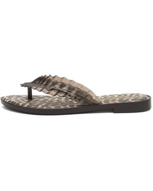 Melissa X Ganni Leopard Flip Flop Slim - Brown