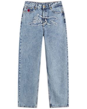 ICECREAM Applique Running Dog Denim Trousers - Blue