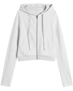 Entire studios Lightweight Crop Zip-Up Hoodie - White