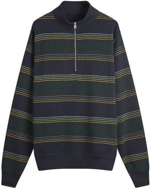 Oliver Spencer Reversible Half Zip Sweatshirt - Blue