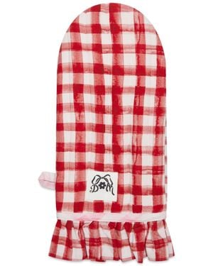 Damson Madder Gingham Single Oven Mitt - Red