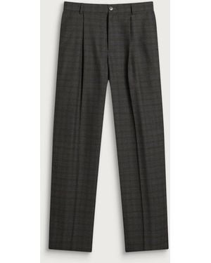 Dries Van Noten Penrud Abstract Check Wool Trousers - Grey