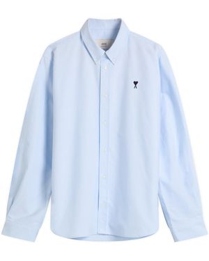 Ami Paris Cotton Oxford Classic Shirt - Blue