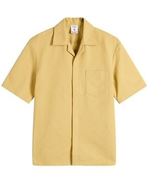 CASABLANCA Cotton Jacquard Short Sleeve Monogram Shirt - Yellow