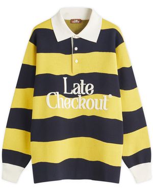 Late Checkout Striped Rugby Polo - Yellow