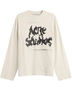 Acne Studios Exford Long Sleeve Goth Logo T-Shirt - White
