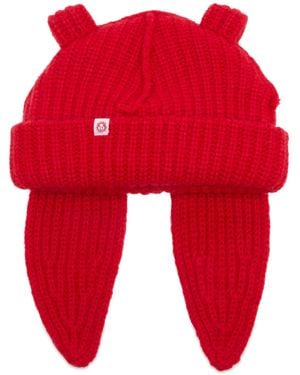 Charles Jeffrey Mohair Chunky Rabbit Beanie - Red