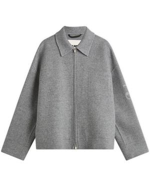 Jil Sander Double Face Wool Zip Through Jacket - Gray