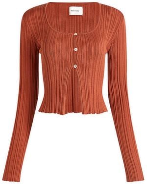 Holzweiler Uneven Rib Knit Cardigan - Red