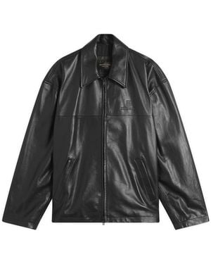 Balenciaga Super Soft Leather Zip-Up Jacket - Black