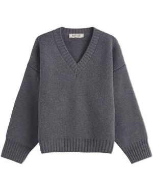 Rohe Rohe Compact Knitted V-Neck Jumper - Grey