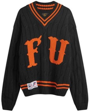 Fuct Letterman V-Neck Knitted Jumper - Black