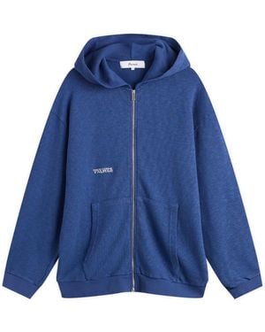 Palmes Waffle Zip Hooded Sweatshirt - Blue