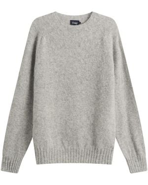 Drake's Brushed Shetland Crew Neck Sweater - Gray