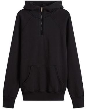 Les Tien Heavyweight Half Zip Raglan Hoodie - Black