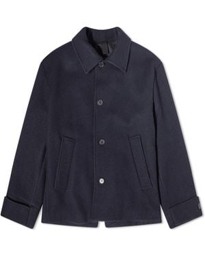 Margaret Howell Offset Placket Wool Coat - Blue