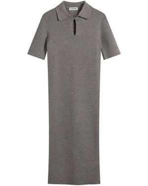 Jil Sander Knitted Polo Midi Dress - Grey