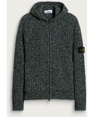 Stone Island Mouliné Cotton Chenille Zip Hoodie - Green