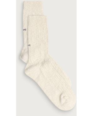 RoToTo Organic Cotton Slub Crew Sock - Natural