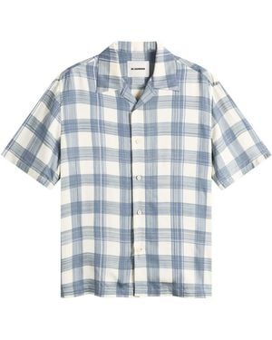 Jil Sander Boxy Fit Short Sleeve Shirt Check Shirt - Blue