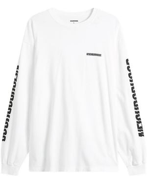 Neighborhood Ls-1 Distorted Logo Long Sleeve T-Shirt - White
