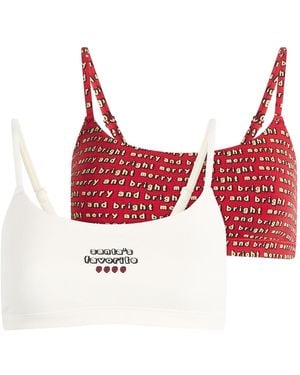 Skims X Cpfm Cotton Jersey Scoop Bralette 2-Pack - Red