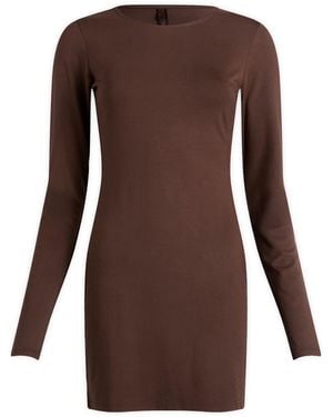 Skims Smooth Layers Crewneck Tunic Mini Dress - Brown