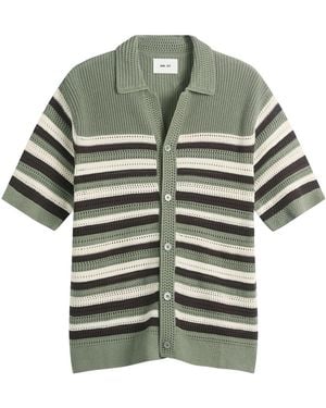 NN07 Lars Stripe Polo Cardigan - Green