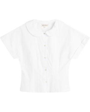 My Mum Made It Curved Collar Cap Sleeve Shirt - White