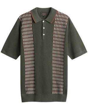 Beams Plus Jacquard Stripe Knit Polo - Black