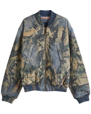 Acne Studios Oliev Denim Mossy Oak Bomber Jacket - Gray