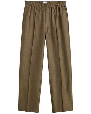 Percival Grounds Herringbone Wool Relaxed Trousers - Green