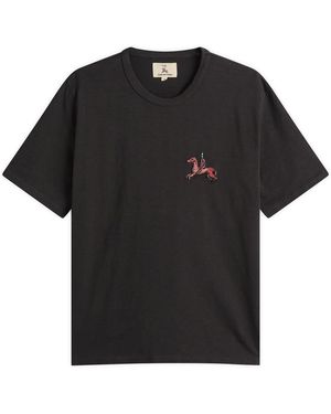 Folk Slub Embroidery T-Shirt - Black