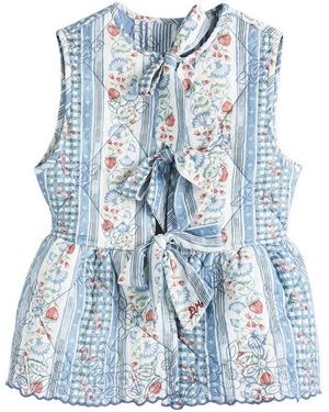 Damson Madder Catrin Reversible Floral Gilet - Blue