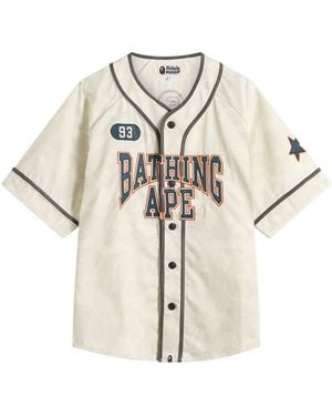 A Bathing Ape Solid Camo Baseball Shirt - Natural