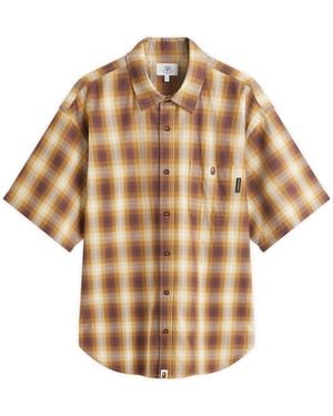 A Bathing Ape Ombre Check Relaxed Fit Ss Shirt - Brown