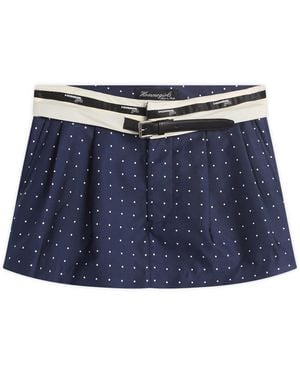 HOMMEGIRLS Flip Waist Belt Mini Skirt - Blue