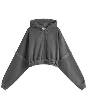 Joah Brown Joah Deconstructed Crop Zip Hoodie - Grey