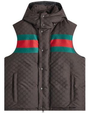 Gucci Jacquard Gg Grg Down Vest - Grey